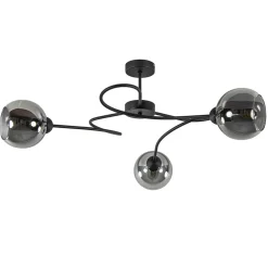 Plafondlamp Blom 3L zwart/smoke glas