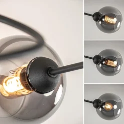 Plafondlamp Blom 3L zwart/smoke glas