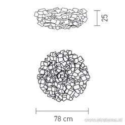 **Plafondlamp Clizia 78cm fumé