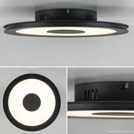 **Plafondlamp disc 32cm zwart 3-step dim