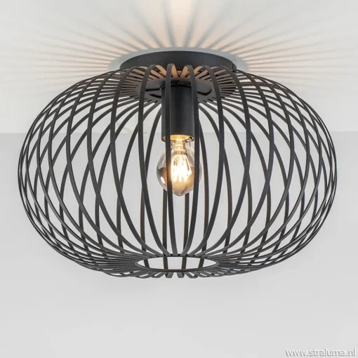 Plafondlamp donut draad zwart 40cm