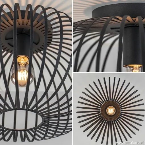 Plafondlamp donut draad zwart 40cm