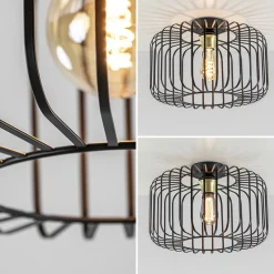 Plafondlamp draad cilinder zwart/brons