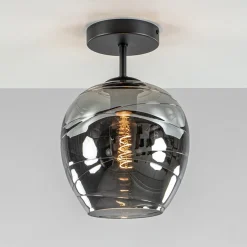 Plafondlamp Fantasy 1L zwart + smoke glas