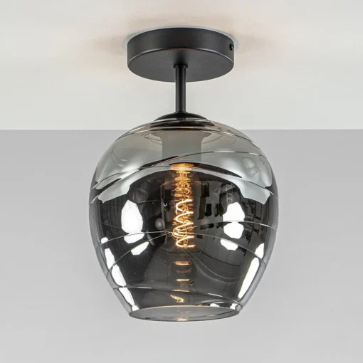 Plafondlamp Fantasy 1L zwart + smoke glas