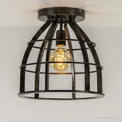 Plafondlamp frame zwart industrieel