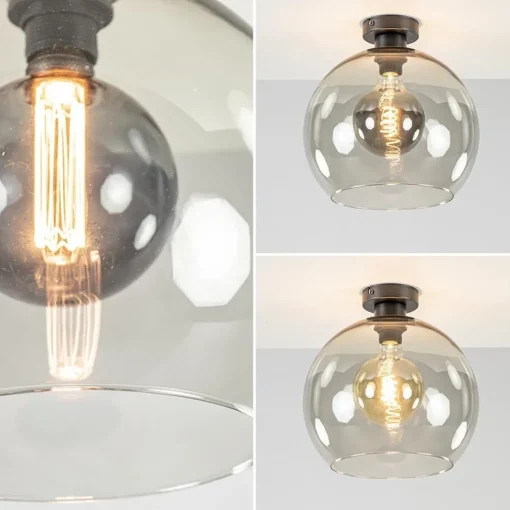 Plafondlamp globe smoke glas 30cm