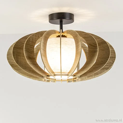 Plafondlamp hout lamellen klein