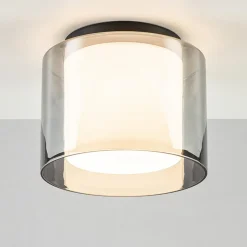 Plafondlamp Ice 23cm zwart/smoke IP44