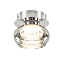 Plafondlamp klein chroom met smoke glas