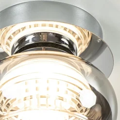 Plafondlamp klein chroom met smoke glas
