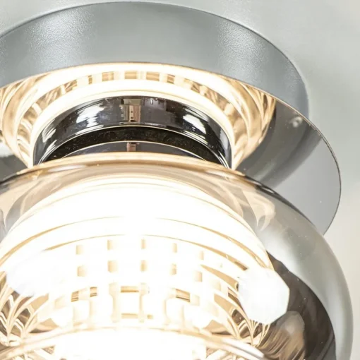 Plafondlamp klein chroom met smoke glas