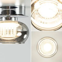 Plafondlamp klein chroom met smoke glas