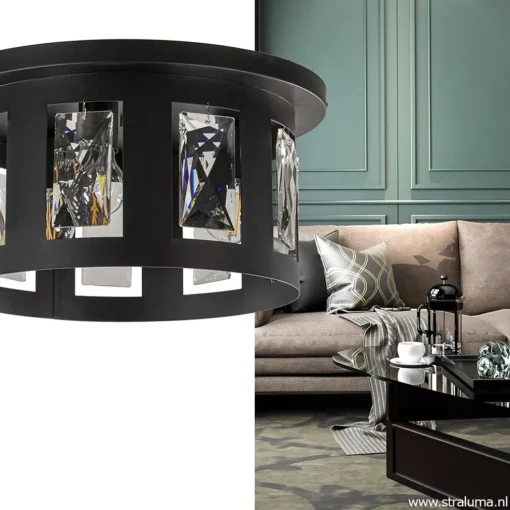 Plafondlamp Kristall Black met pegels