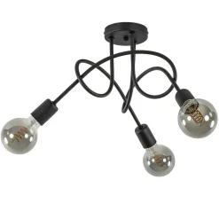 Plafondlamp Krul 3L zwart ex. e27 lb.