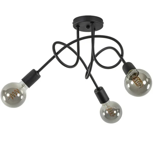 Plafondlamp Krul 3L zwart ex. e27 lb.