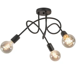 Plafondlamp Krul 3L zwart ex. e27 lb.