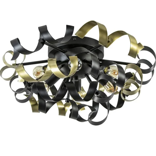 Plafondlamp Krul zwart/goud