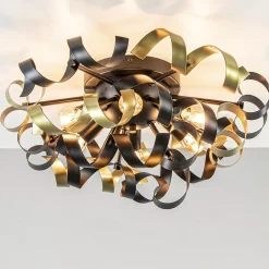 Plafondlamp Krul zwart/goud