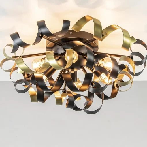 Plafondlamp Krul zwart/goud