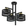 Plafondlamp 3L zwart/goud cilinder geperforeerd