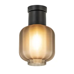 Plafondlamp Lett zwart + smoke glas 20cm