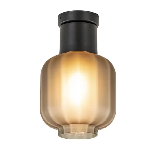 Plafondlamp Lett zwart + smoke glas 20cm