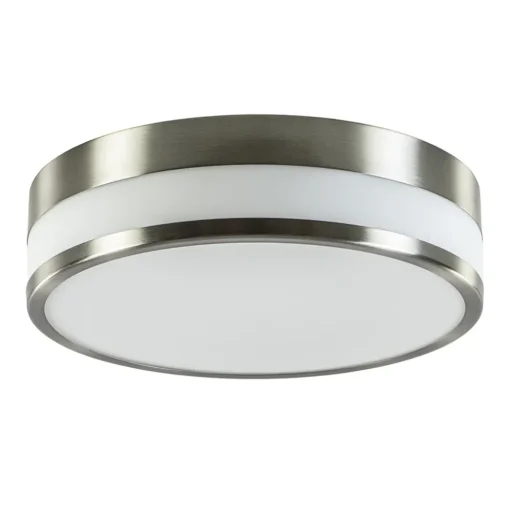 Plafondlamp nikkel/glas IP44 3-step dim.