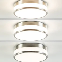 Plafondlamp nikkel/glas IP44 3-step dim.
