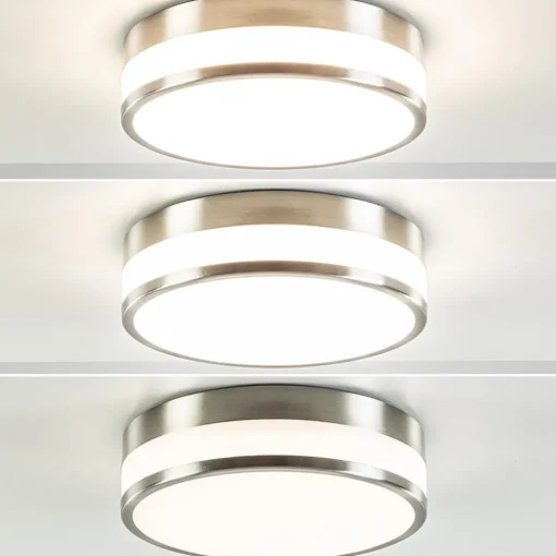 Plafondlamp nikkel/glas IP44 3-step dim.