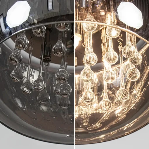 Plafondlamp Pearl Raindrops smokey glas