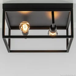 Plafondlamp vierkant zwart open frame
