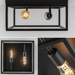 Plafondlamp vierkant zwart open frame