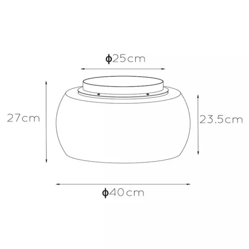 Plafondlamp zwart + smoke glas 40cm