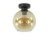 Plafondlamp zwart met amber glas 20 cm
