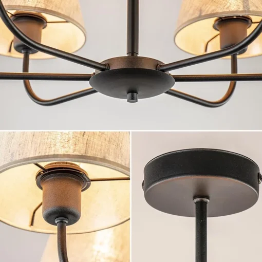 Plafondlamp zwart met beige kapjes