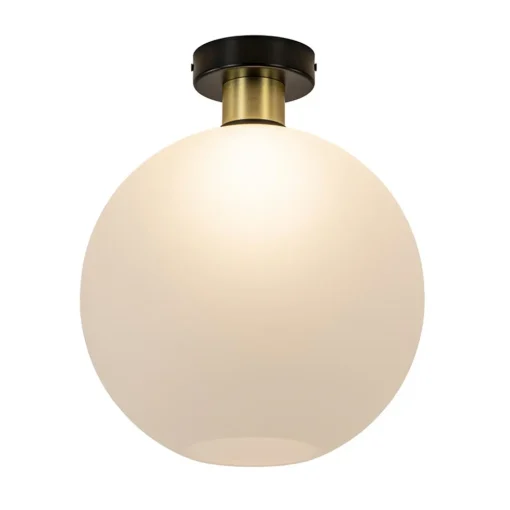 Plafondlamp zwart/goud met opaal glas 30 cm