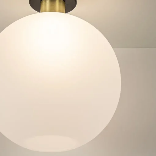 Plafondlamp zwart/goud met opaal glas 30 cm