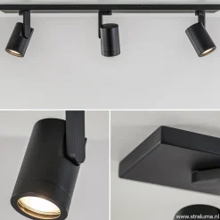 Plafondspot balk 3-lichts zwart ex.gu10