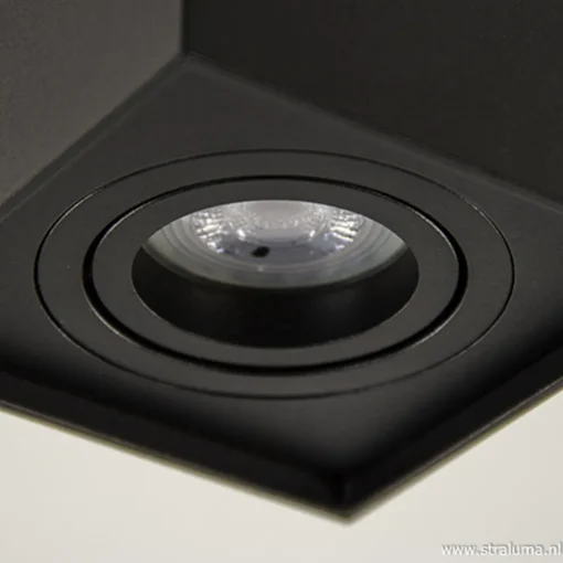 Plafondspot kubus zwart kantelbaar gu10