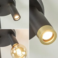 Plafondspot 3-lichts mat zwart/goud verstelbaar