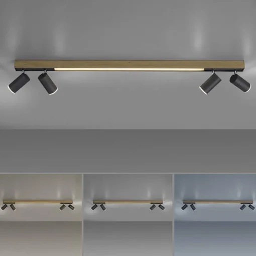 Plafondspot Pure Lines antraciet/hout cct