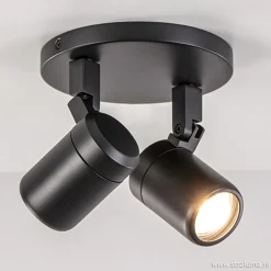 Plafondspot Rain 2L rond zwart IP44
