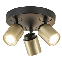 Plafondspot Razza 3l rond zwart/goud gu10