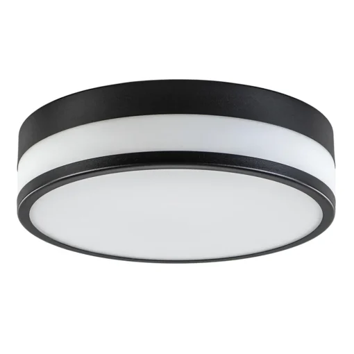 Plafonnière zwart/opaal glas 3-step dim IP44
