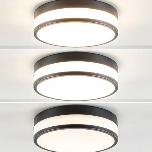 Plafonnière zwart/opaal glas 3-step dim IP44