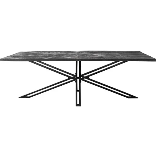 Rechthoekige eettafel zwart mangohout met kruispoot 220 cm