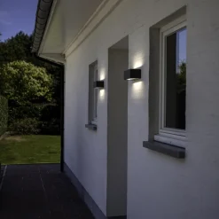 Rechthoekige LED buitenlamp up+down mat zwart