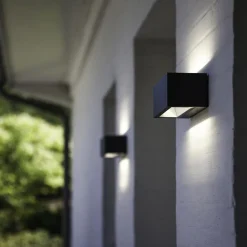Rechthoekige LED buitenlamp up+down mat zwart