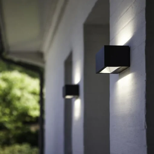 Rechthoekige LED buitenlamp up+down mat zwart